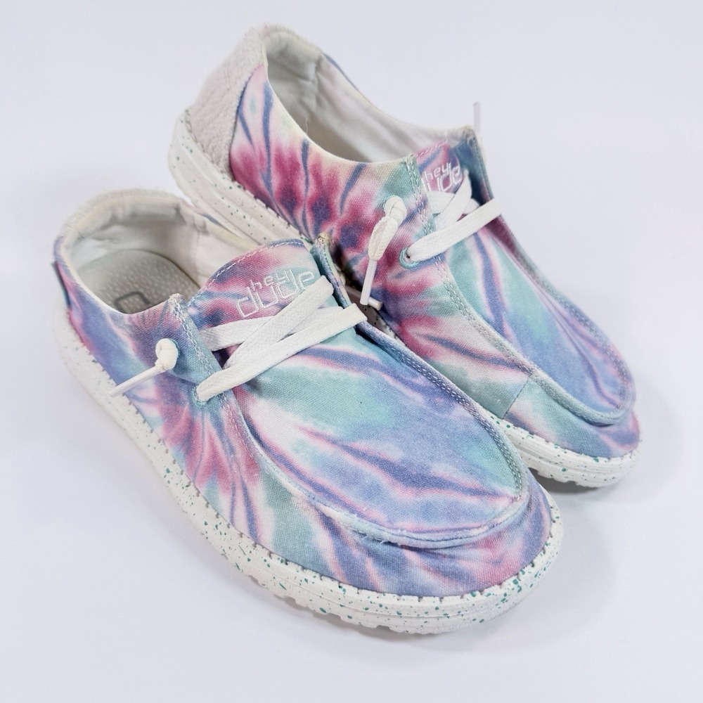 HEY DUDE Wendy Loafers Womens 8 Rose Candy Tie Dye Pink Blue 121419864
